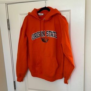 Champion Brand Oregon State Hoodie // Orange with Black Stitched Letters
